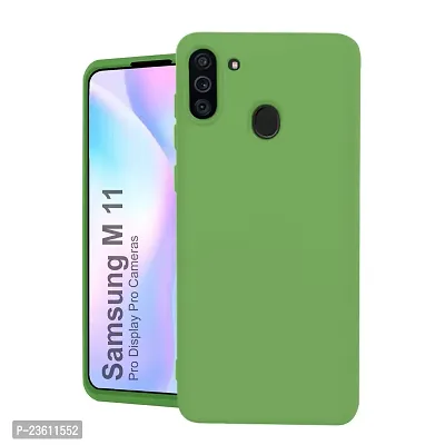 CoversKart Compatible with Samsung Galaxy M11 Ultra Slim Soft Silicone Back Cover | Inner Microfiber | CameraRtection Back Case (Parrot Green)-thumb0