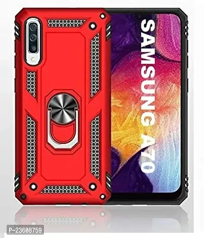 AEMA? for Samsung Galaxy A70 Luxury Dual Layer Hybrid Shockproof Armor Defender Case with 360 Degree Metal Rotating Finger Ring Holder Kickstand for Samsung Galaxy A70, (Red)-thumb0