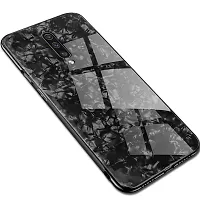 Coverskart Luxurious Marble Pattern Bling Shell Back Glass Case Cover with Soft TPU Bumper for One Plus 7pro, (Black)-thumb3