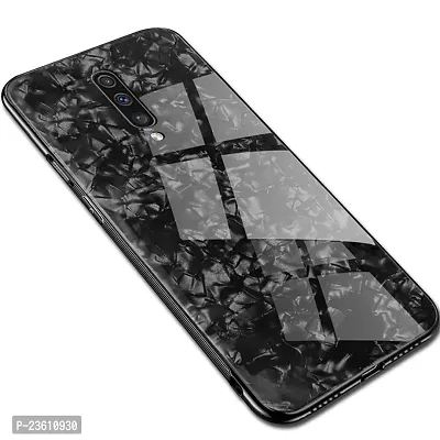 Coverskart Luxurious Marble Pattern Bling Shell Back Glass Case Cover with Soft TPU Bumper for One Plus 7pro, (Black)-thumb4