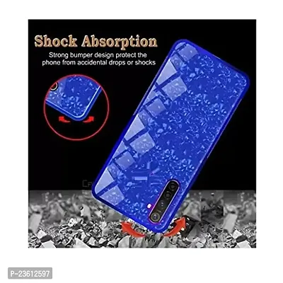Coverskart for One Plus Nord, 1+ NORD Luxurious Marble Pattern Bling Shell Back Glass Case Cover with Soft TPU Bumper for One Plus Nord, (Blue)-thumb4