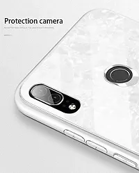 Coverskart Luxurious Marble Pattern Bling Shell Back Glass Case Cover with Soft TPU Bumper for Xiaomi Redmi 7, (White)-thumb2