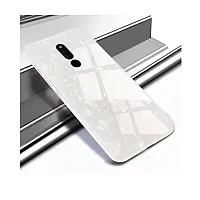 Coverskart Luxurious Marble Pattern Bling Shell Back Glass Case Cover with Soft TPU Bumper for (Oppo F11pro, White)-thumb1