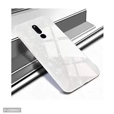 Coverskart Luxurious Marble Pattern Bling Shell Back Glass Case Cover with Soft TPU Bumper for (Oppo F11pro, White)-thumb2