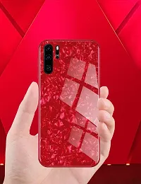 Coverskart Luxurious Marble Pattern Bling Shell Back Glass Case Cover with Soft TPU Bumper for Xiaomi Redmi Note 8pro, (Red)-thumb1