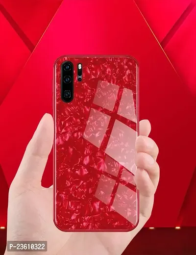 Coverskart Luxurious Marble Pattern Bling Shell Back Glass Case Cover with Soft TPU Bumper for Xiaomi Redmi Note 8pro, (Red)-thumb2