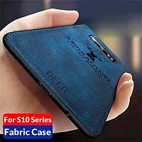 Coverskart (TM) Deer Cloth Canvas Texture Fabric Leather Case for Samsung Galaxy S10 (Blue)-thumb4