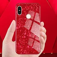 Coverskart Luxurious Marble Pattern Bling Shell Back Glass Case Cover with Soft TPU Bumper for Xiaomi Redmi 7, (Red)-thumb3