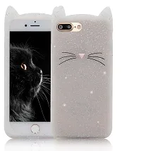 ae mobile accessorize 3D CARTOON SERIES Cute Cat Beard Silicone Case Cover for Iphone (Iph 7 + Wht)-thumb1