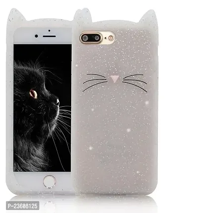 ae mobile accessorize 3D CARTOON SERIES Cute Cat Beard Silicone Case Cover for Iphone (Iph 7 + Wht)-thumb2