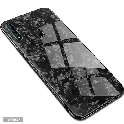 Coverskart Luxurious Marble Pattern Bling Shell Back Glass Case Cover with Soft TPU Bumper for Vivo Z1pro, (Black)-thumb0