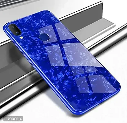 Coverskart Luxurious Marble Pattern Bling Shell Back Glass Case Cover with Soft TPU Bumper for Samsung Galaxy M20, (Blue)