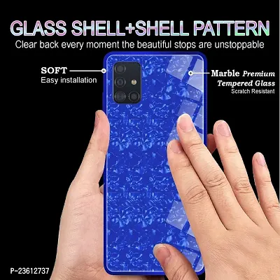 Coverskart Back Cover for Samsung A31 Marble Cover Case, Marble Pattern Anti Scratch Toughened Glass Back Case with Electroplated TPU Bumper Back Case (Blue)-thumb3