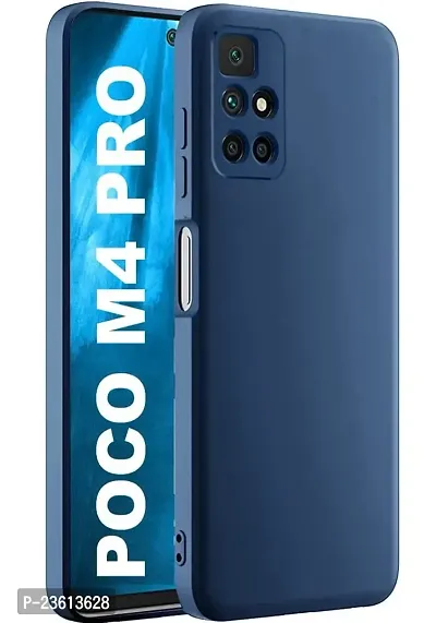 CoversKart Compatible with Poco M4 Pro Ultra Slim Soft Silicone Back Cover | Inner Microfiber | Camera Protection Back Case (Blue)