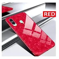 Coverskart Back Cover for Samsung M40 Marble Cover Case, Marble Pattern Anti Scratch Toughened Glass Back Case with Electroplated TPU Bumper Back Case (Red)-thumb1