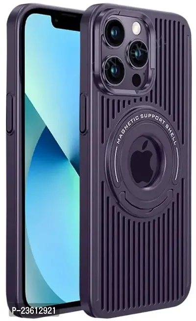 CoversKart? Ultra Hybird Defence Series Back Case Cover for iPhone 14 Pro Heat Dissipation Kickstand | Magsafe Charging with Logo View (Deep Purple)-thumb0