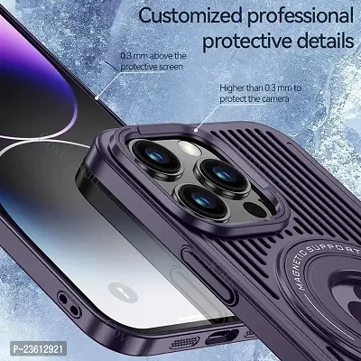 CoversKart? Ultra Hybird Defence Series Back Case Cover for iPhone 14 Pro Heat Dissipation Kickstand | Magsafe Charging with Logo View (Deep Purple)-thumb4