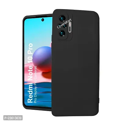 CoversKart Compatible with Redmi Note 10 Pro Ultra Slim Soft Silicone Back Cover | Inner Microfiber | Camera Protection Back Case (Black)