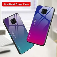 AEMA (TM) for Xiaomi Redmi Note 9 Pro/Redmi Note 9 Pro Max Colourful Toughened Glass Back Case with Shockproof TPU Rubber Bumper Back Cover for Xiaomi Redmi Note 9 Pro, (Blue - Pink)-thumb2