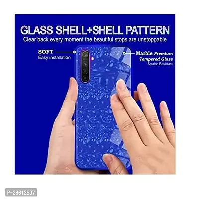 Coverskart for One Plus Nord, 1+ NORD Luxurious Marble Pattern Bling Shell Back Glass Case Cover with Soft TPU Bumper for One Plus Nord, (Blue)-thumb3
