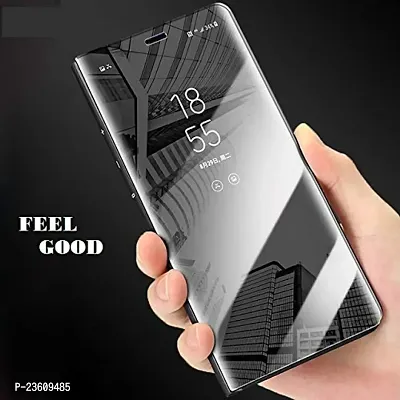 Coverskart Mirror Flip Cover Semi Clear View Smart Cover Phone S-View Clear, Kickstand FLIP Case for Samsung Galaxy j7 max Black-thumb2