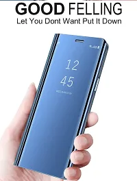 Coverskart Mirror Flip Cover Semi Clear View Smart Cover Phone S-View Clear, Kickstand FLIP Case for Samsung Galaxy S10 (Sensor flip is not Working) (Blue)-thumb2