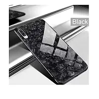 Coverskart Luxurious Marble Pattern Bling Shell Back Glass Case Cover with Soft TPU Bumper for Samsung Galaxy A50, (Black)-thumb2