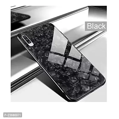 Coverskart Luxurious Marble Pattern Bling Shell Back Glass Case Cover with Soft TPU Bumper for Samsung Galaxy A50, (Black)-thumb3