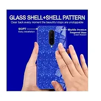 Coverskart for One Plus 8 / One Plus 8 Luxurious Marble Pattern Bling Shell Back Glass Case Cover with Soft TPU Bumper (Blue)-thumb3