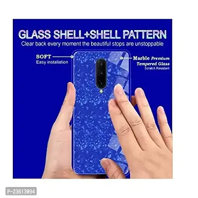 Coverskart for One Plus 8 / One Plus 8 Luxurious Marble Pattern Bling Shell Back Glass Case Cover with Soft TPU Bumper (Blue)-thumb4