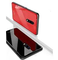 Coverskart Luxury Premium Tempered Glass Protection Hard Soft Silicone Back Case for OnePlus 6t / One Plus 6T / 1+6T Red-thumb2