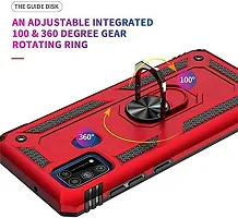 AEMA? for Vivo Y20 Luxury Dual Layer Hybrid Shockproof Armor Defender Case with 360 Degree Metal Rotating Finger Ring Holder Kickstand for Vivo Y20, (RED)-thumb1