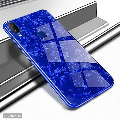 Coverskart Luxurious Marble Pattern Bling Shell Back Glass Case Cover with Soft TPU Bumper for Samsung Galaxy A30 / A20, (Blue)