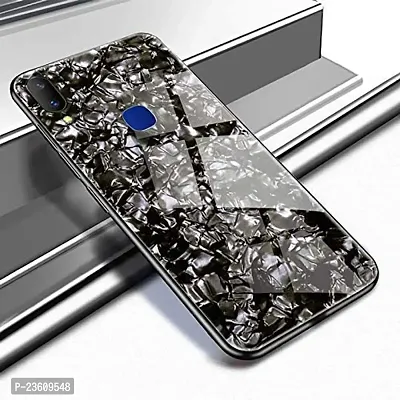 Coverskart Luxurious Marble Pattern Bling Shell Back Glass Case Cover with Soft TPU Bumper for Xiaomi Redmi Note 6pro, (Black)-thumb0