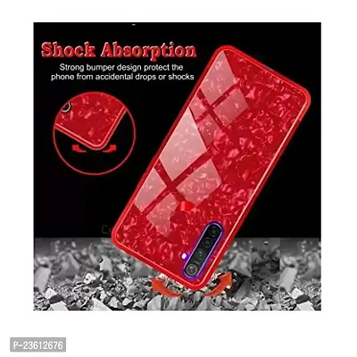 Coverskart One Plus Nord / 1+NORD Luxurious Marble Pattern Bling Shell Back Glass Case Cover with Soft TPU Bumper (Red)-thumb4