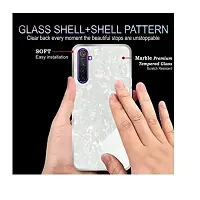 Coverskart Luxurious Marble Pattern Bling Shell Back Glass Case Cover with Soft TPU Bumper for (One Plus Nord, White)-thumb3