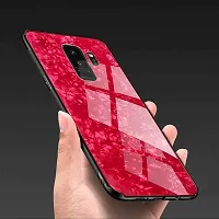 Coverskart Luxurious Marble Pattern Bling Shell Back Glass Case Cover with Soft TPU Bumper for Samsung Galaxy S9plus, (Red)-thumb2