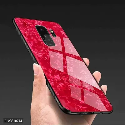 Coverskart Luxurious Marble Pattern Bling Shell Back Glass Case Cover with Soft TPU Bumper for Samsung Galaxy S9plus, (Red)-thumb3