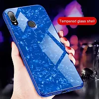 Coverskart Luxurious Marble Pattern Bling Shell Back Glass Case Cover with Soft TPU Bumper for (Redmi 7, Blue)-thumb1