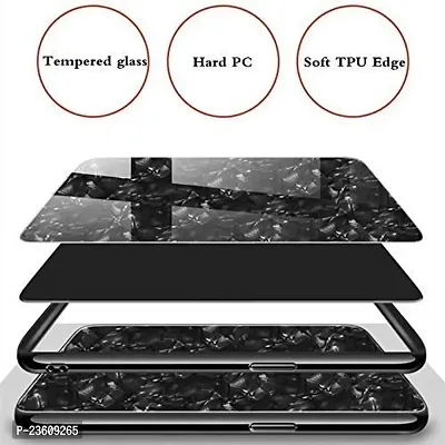 Coverskart for One Plus 8pro / One Plus 8pro Luxurious Marble Pattern Bling Shell Back Glass Case Cover with Soft TPU Bumper for (One Plus 8 Pro, Black)-thumb3