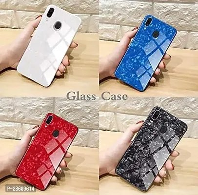 Coverskart Luxurious Marble Pattern Bling Shell Back Glass Case Cover with Soft TPU Bumper for Samsung Galaxy M20, (Blue)-thumb5