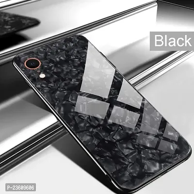 Coverskart Luxurious Marble Pattern Bling Shell Back Glass Case Cover with Soft TPU Bumper for iPhone XR, (Black)