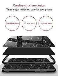 Coverskart Luxurious Marble Pattern Bling Shell Back Glass Case Cover with Soft TPU Bumper for Samsung Galaxy M20 (Black)-thumb3