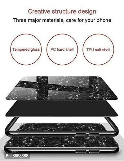 Coverskart Luxurious Marble Pattern Bling Shell Back Glass Case Cover with Soft TPU Bumper for Samsung Galaxy M20 (Black)-thumb4