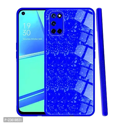 Coverskart Back Cover for Oppo A52 Marble Cover Case, Marble Pattern Anti Scratch Toughened Glass Back Case with Electroplated TPU Bumper Back Case (Blue)