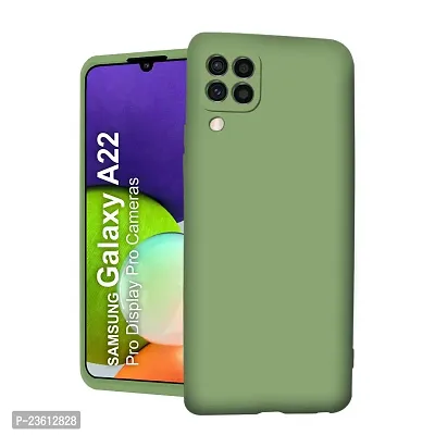 CoversKart Compatible with Samsung Galaxy A22 Ultra Slim Soft Silicone Back Cover | Inner Microfiber | CameraRtection Back Case (Parrot Green)