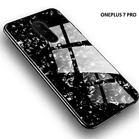 Coverskart Luxurious Marble Pattern Bling Shell Back Glass Case Cover with Soft TPU Bumper for One Plus 7pro, (Black)-thumb1