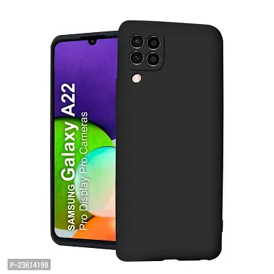CoversKart Compatible with Samsung Galaxy A22 Ultra Slim Soft Silicone Back Cover | Inner Microfiber | CameraRtection Back Case (Black)