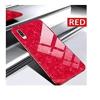 Coverskart Luxurious Marble Pattern Bling Shell Back Glass Case Cover with Soft TPU Bumper for Samsung Galaxy A50, (Red)-thumb1