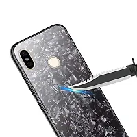 Coverskart Luxurious Marble Pattern Bling Shell Back Glass Case Cover with Soft TPU Bumper for (Redmi 7, Black)-thumb1